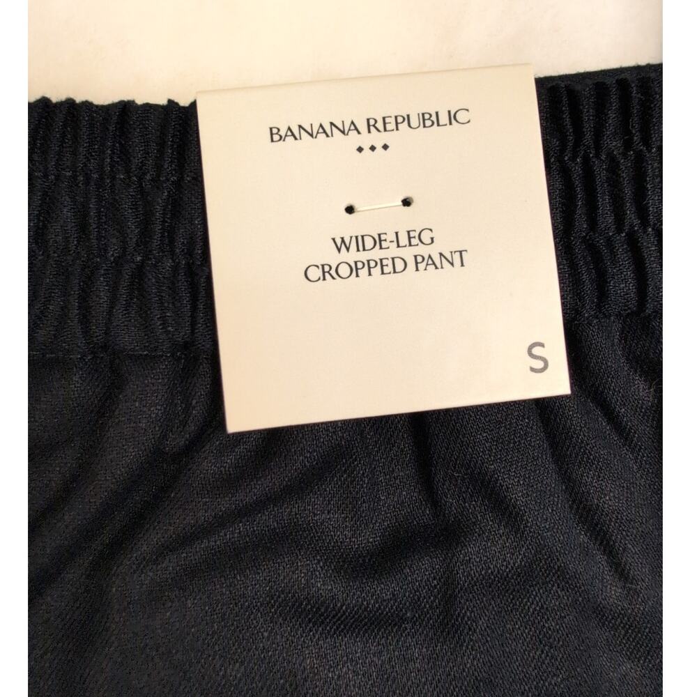New Banana Republic linen wide leg cropped pants Black Size Sm Coastal Minimal - Picture 9 of 12